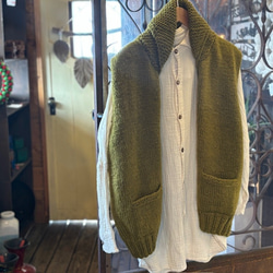 ニットベスト ウール 100% 毛 ギルボックス 無地 手編み 暖かい 天然