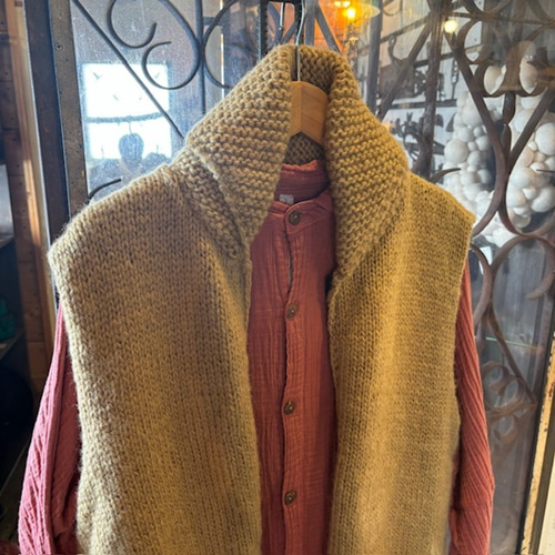 ニットベスト ウール 100% 毛 ギルボックス 無地 手編み 暖かい 天然