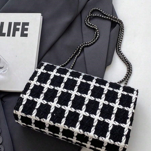 PUレザー 千鳥格子 レディースショルダーバッグ、フラップバッグ