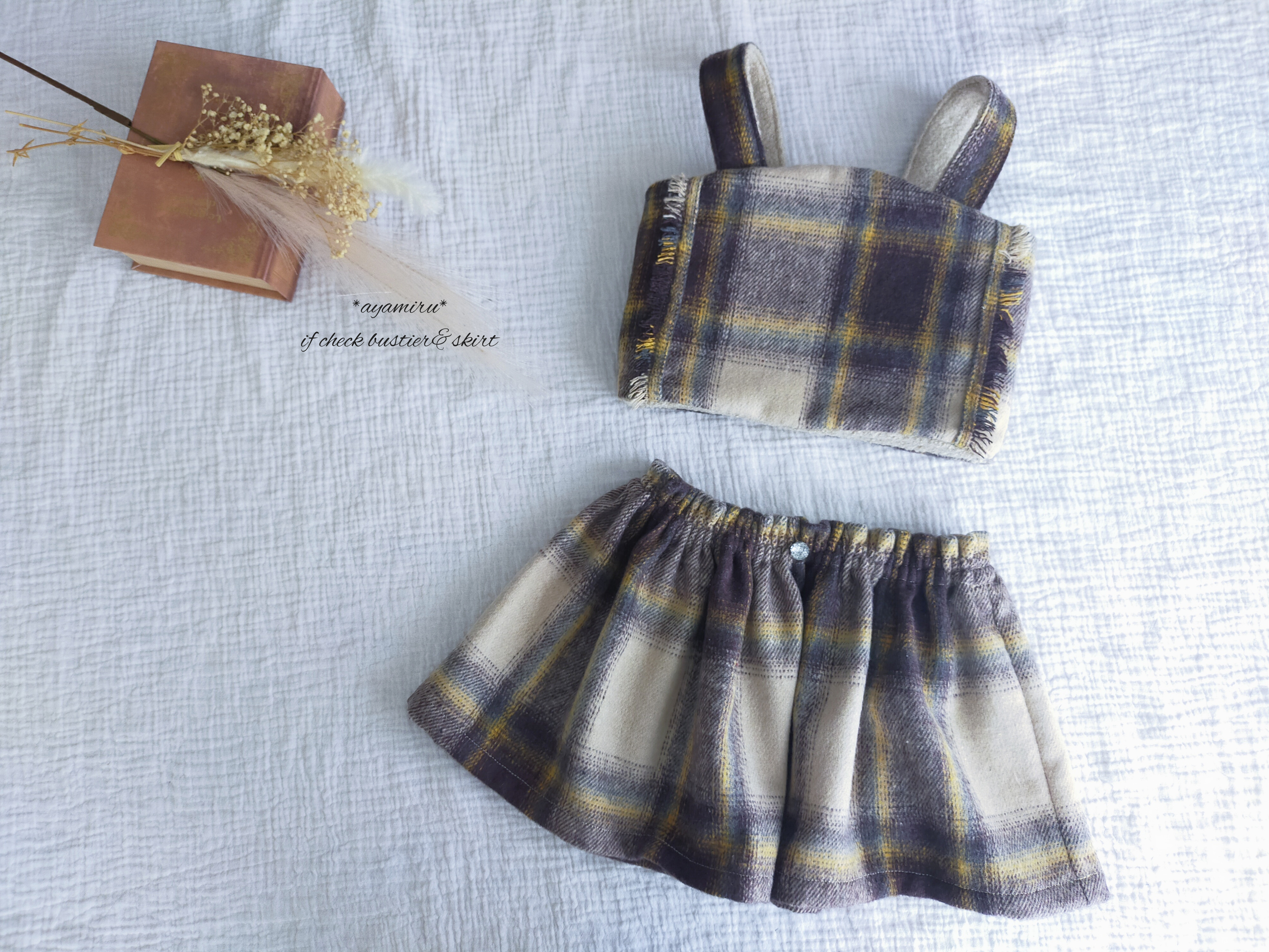 子供服　ビスチェ&スカート*おしゃれチェック*80サイズ　ベスト　リバーシブル　プレゼント　ギフト