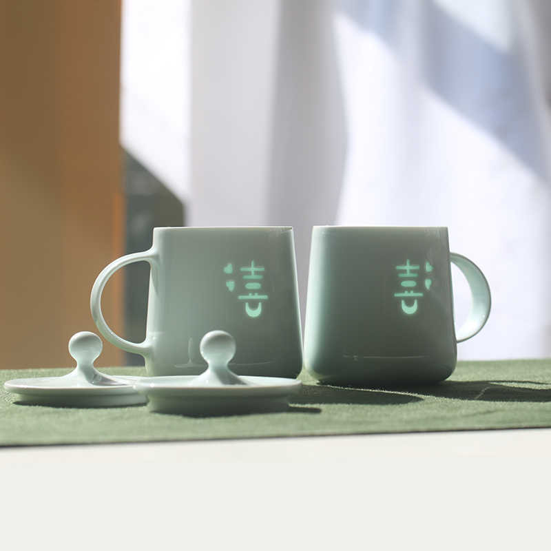 喜喜陶磁マグカップ、カップルカップ、記念日/結婚祝い