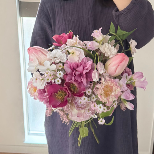 完成品ブーケ】〜1週間以内発送〜ウェディングブーケ ピンク 春