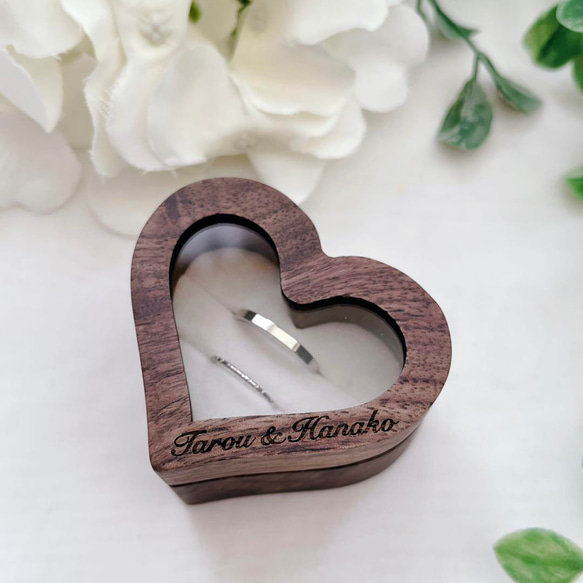 木製ボックス♥ハートのリングピロー】オーダーメイド指輪ケース｜婚約
