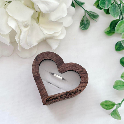 木製ボックス♥ハートのリングピロー】オーダーメイド指輪ケース｜婚約