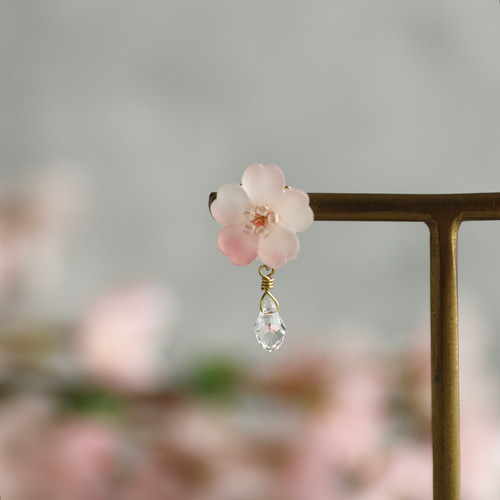 桜しゃらりん*bijouのピアス／イヤリング 花、ピンク、春