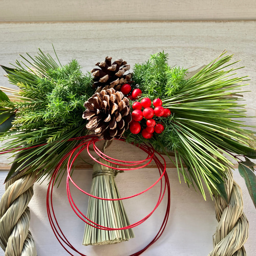 ナチュラルフレッシュリース 正月飾り しめ飾り 玄関 しめ縄飾り2026