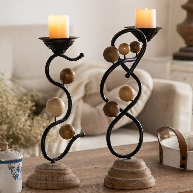 ヴィンテージ木製素材キャンドルスタンド