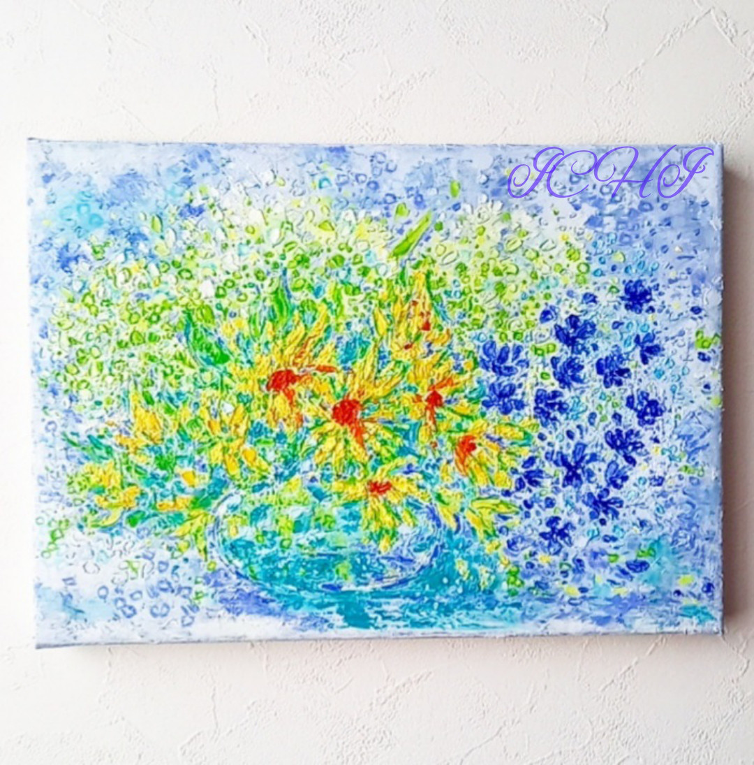 油絵 黄色い花 絵画 ICHI 通販 18685074｜Creema(クリーマ)