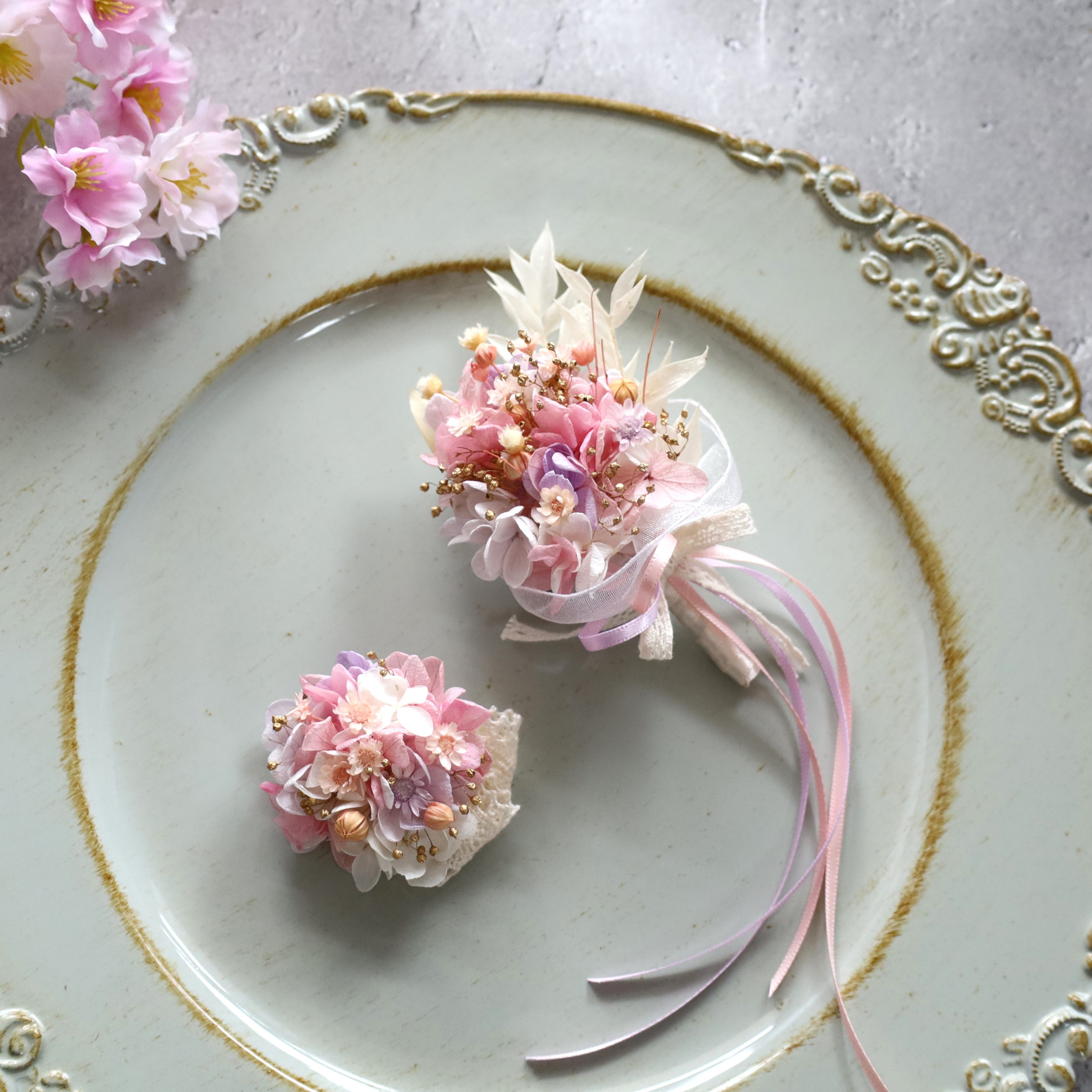 【早割】お揃いコサージュ♡petitブーケ❁ミスティーパープル❁C139　卒園式　卒業式　入園式　入学式　発表会