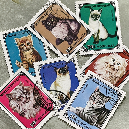 ネコ切手7種セット｜モンゴル 1979年（外国切手・古切手
