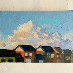 16×23㎝「朝の空５」サムホール・油彩・原画 16×23㎝「朝の空5」サムホール・油彩・原画 絵画 かいがのみせ