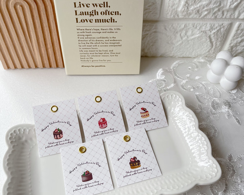 バレンタイン♡ラッピングTag‪‪ 【ハトメ付き】10枚入 タグ・台紙 Rin‬‬  