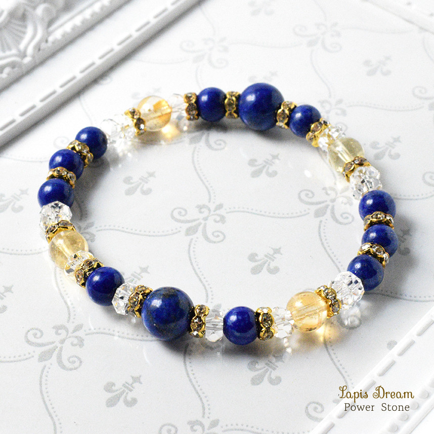 運気急上昇！金銭運上昇のお守り | ラピスラズリ、シトリンの天然石パワー.ストーン ブレスレット