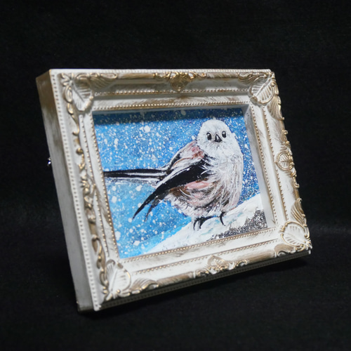 油絵 油彩 油彩画 絵 絵画 ミニ絵画【オレンジ空から降る雪】 油絵 油彩 油彩画 絵 絵画 ミニ絵画【オレンジ空から降る雪