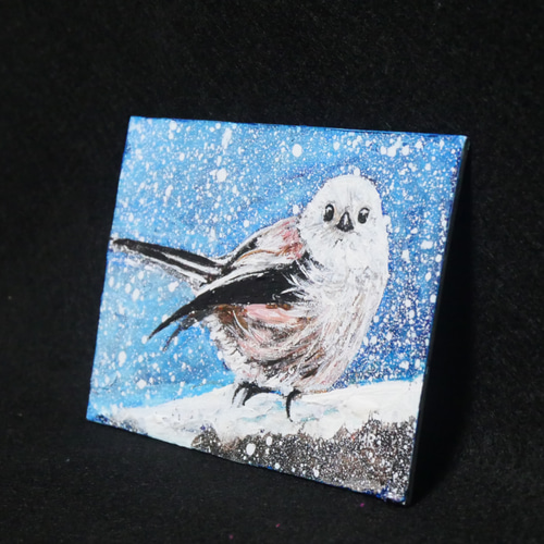 油絵 油彩 油彩画 絵 絵画 ミニ絵画【オレンジ空から降る雪】 油絵 油彩 油彩画 絵 絵画 ミニ絵画【オレンジ空から降る雪