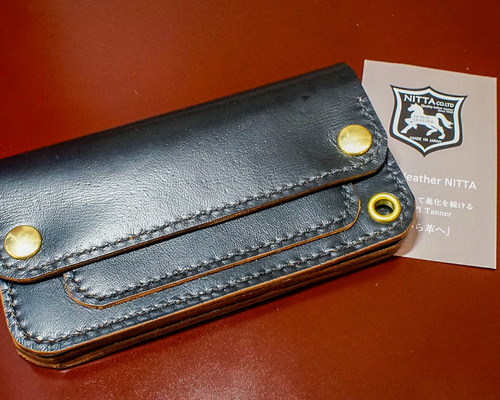 トラッカーウォレット　ロングウォレット　2層　ホースレザー　長財布ハンドメイド トラッカーウォレット horse leather 馬革 手縫い ホースレザー