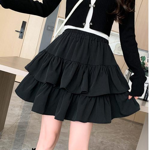 大きいサイズ レディース フリル ミニスカート 新品 ブラウン