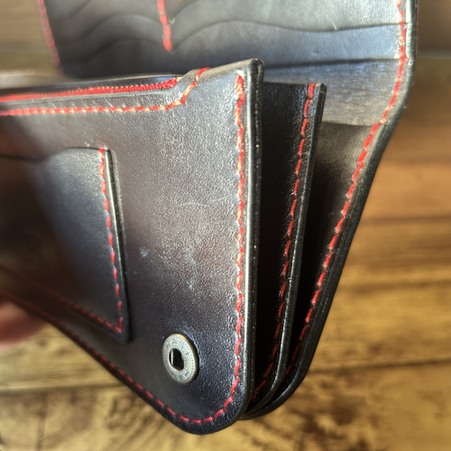 牛ヌメ革／手染めブラック】本革ロングウォレット｜重厚感ある大容量長