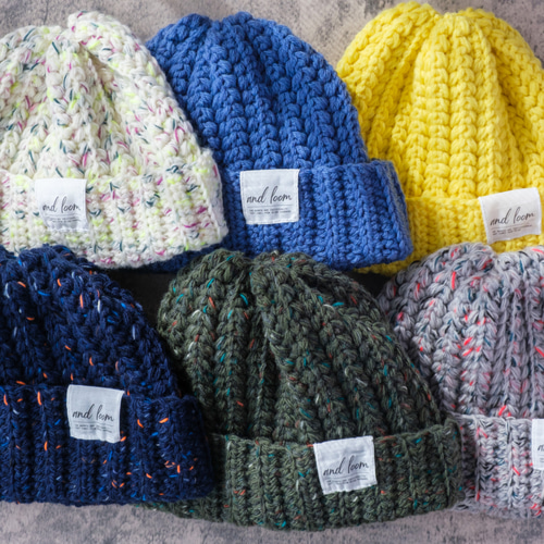 再販】あったかフィット ビーニー gray ミックスカラー かぎ針 ニット