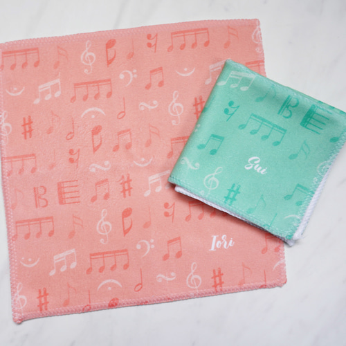 名前入りハンドタオル [08/音符] 音楽 タオルハンカチ 名入れギフト