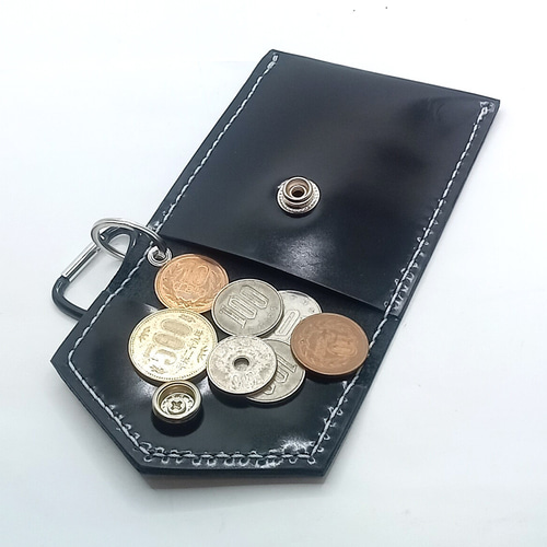 本革レザー携帯灰皿ブラックエナメル牛革ポケット灰皿ターコイズ