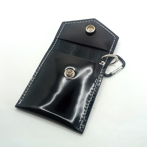 本革レザー携帯灰皿ブラックエナメル牛革ポケット灰皿ターコイズ