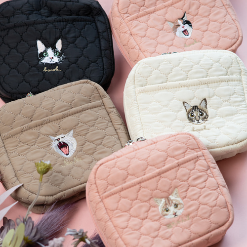 名入れ無料 あくびする猫のポーチ｜ギフトにもおすすめ ポーチ honok