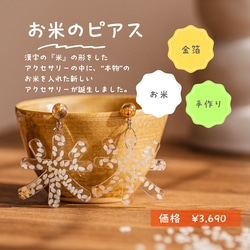 本物のお米アクセサリーピアス/『OKOME〜感謝を日常に