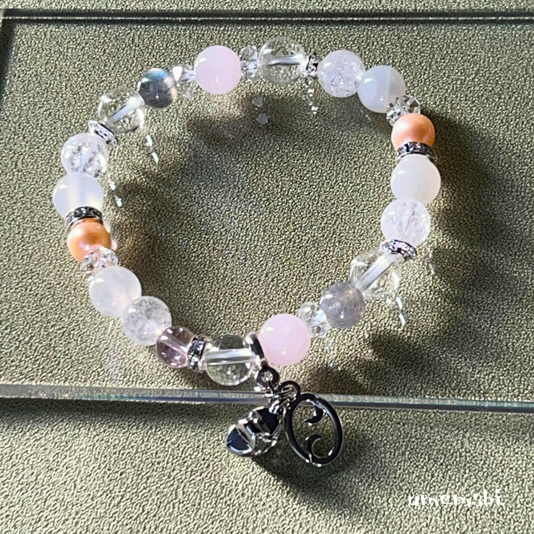 蟹座の守護石ブレスレット 誕生石ブレスレット お守り天然石ブレスレット 星座 かに座 6月 7月 ホワイト 白