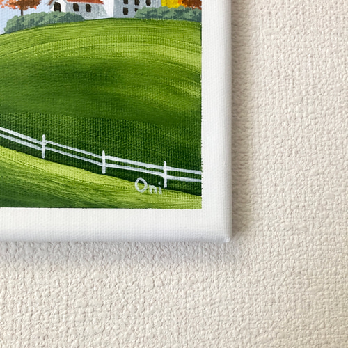 大特価放出！ 丘の上の一軒家02」アクリル画 原画 風景 SSMサイズ キャンバス 絵画