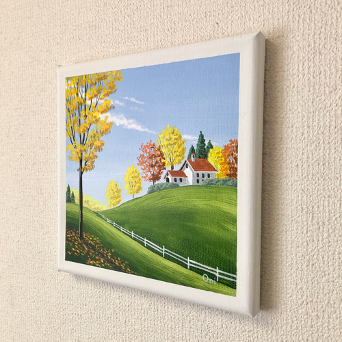 丘の上の一軒家02」アクリル画 原画 キャンバス SSMサイズ 風景