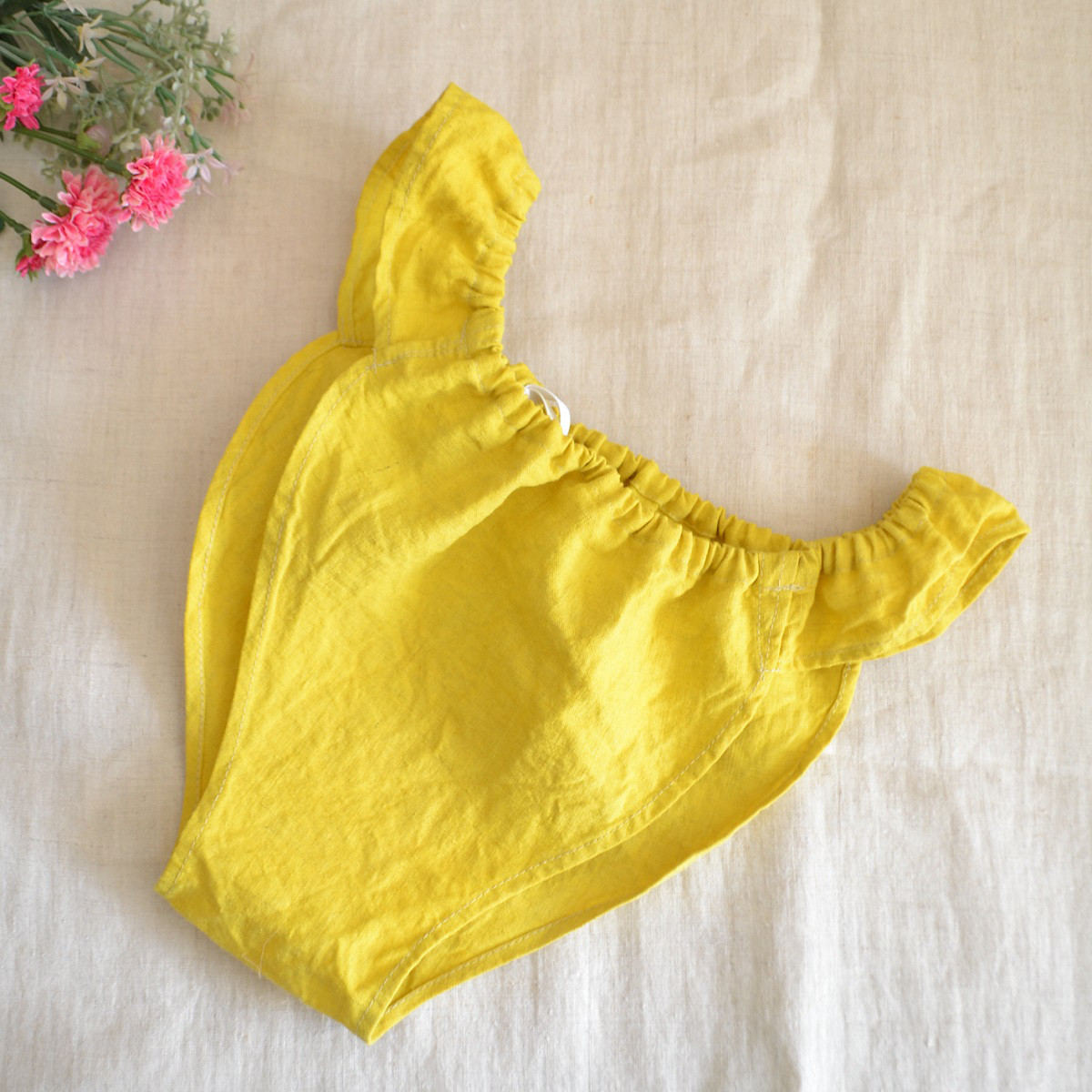 【Creema限定】草木染×ヘンプ　リラックスショーツ　マリーゴールド　ヘンプ100％　ふんどしショーツ　お花　イエロー