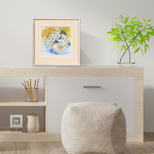 秋の陽に包まれて】水彩原画 一点物 額縁付き 豪華プレゼント付き 絵画