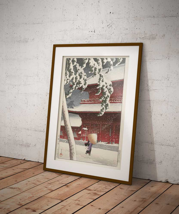 雪景色のポスター、川瀬巴水、芝増上寺、日本画、和モダンだけじゃない