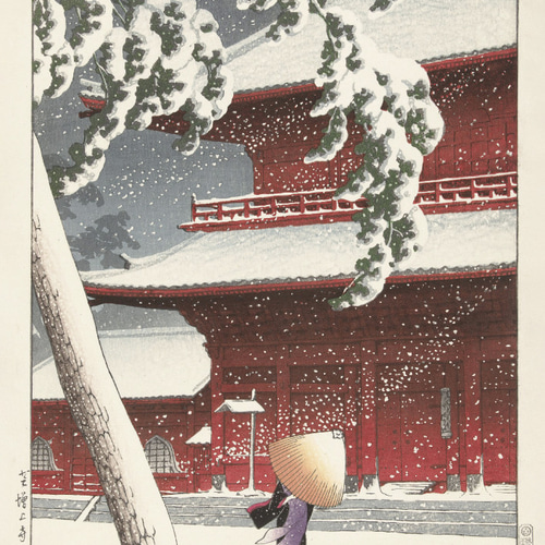 雪景色のポスター、川瀬巴水、芝増上寺、日本画、和モダンだけじゃない