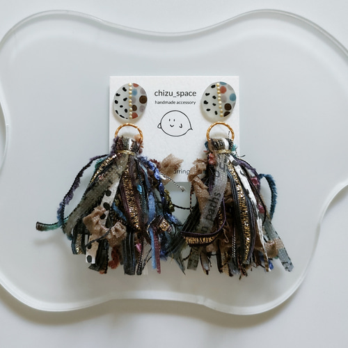 取引中　2way*ダルメシアンとアンティークなタッセルのピアス/イヤリング 2way*ダルメシアンとアンティークなタッセルのピアス/イヤリング