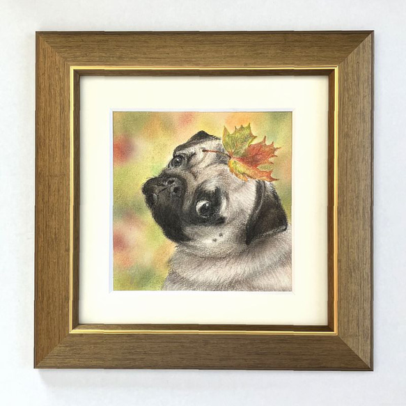 落ち葉サクサク （パステル画 原画）額装込み 絵画 にゃんずら 通販