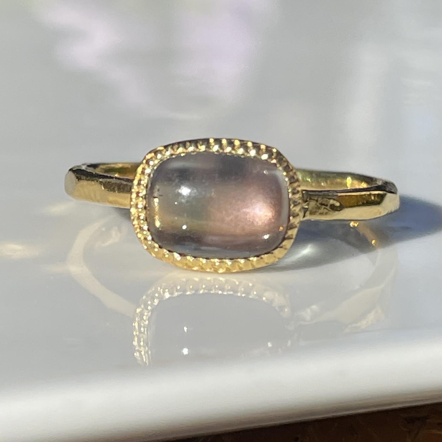 バイカラー　オレゴンサンストーン　OVカボション　1.3ct　シルバーSV925リング