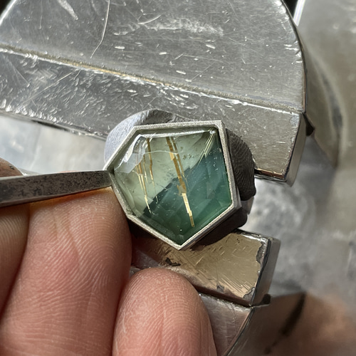 クリソコラ×ルチルクォーツ ダブレット ストーン リング シルバー 63 ルチルクォーツ × ターコイズ OVカボ ダブレット シルバーSV925リング