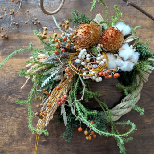 専用＊迎春2025フォルモーサ＆コットン 正月飾り(ドライ) 迎春2025フォルモーサ＆コットン 正月飾り(ドライ) ドライフラワー fu