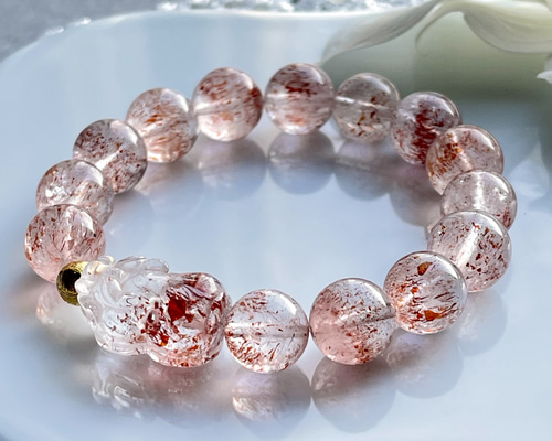 高品質✨レッドスーパーセブン貔貅ブレス 高品質✨レッドスーパーセブン貔貅ブレス ブレスレット Himal