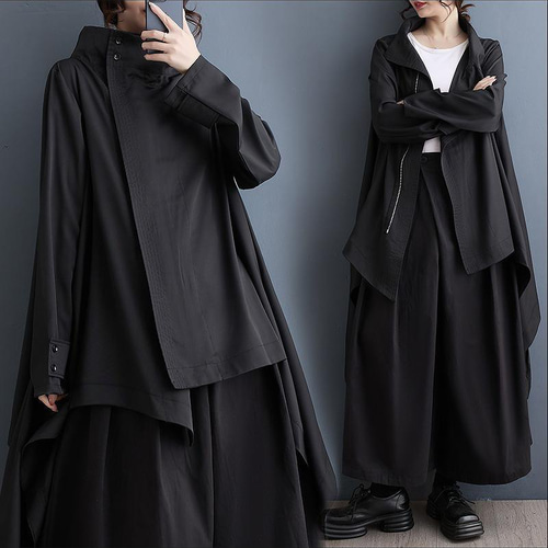大きいサイズ レディース ロング　トップス　春 秋冬 新品 長袖 大きいサイズ モード系 トップス レディース 秋冬 春 新品 ブラック