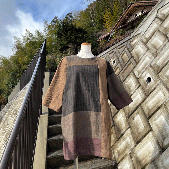 柿渋染めチュニックワンピース24085