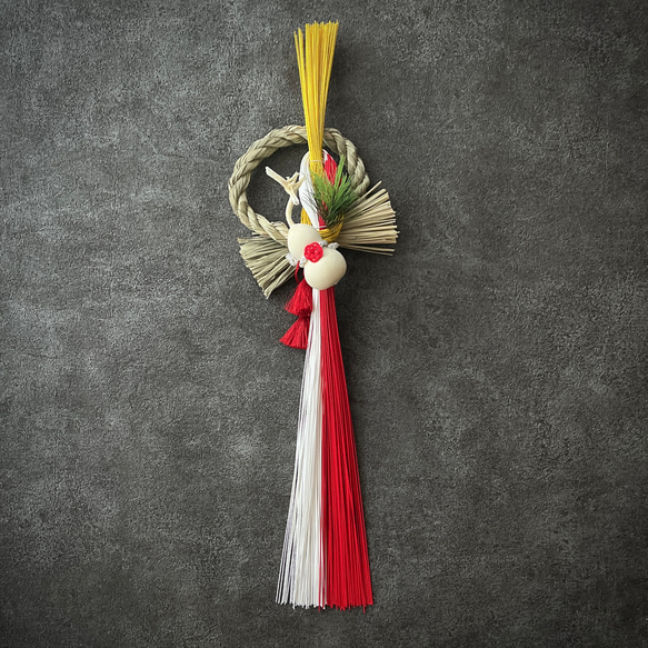 2way!南京櫨の紅白しめ縄 早割2026紅白─金水引き飾り ひょうたん＆赤タッセル 正月飾り しめ縄