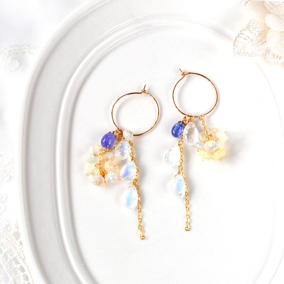 14kgf アメジストxムーンストーンのチャーム2ペアセット.⋆⟡ 10,001