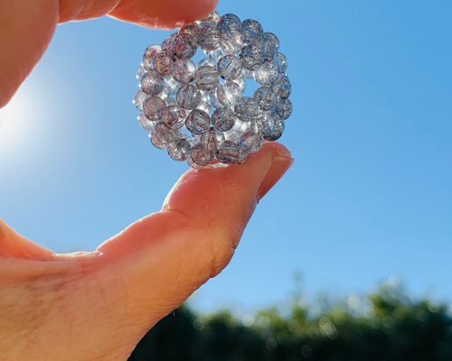 シルバーフラッシュ水晶(クラック入り) 4mm 神聖幾何学フラーレン