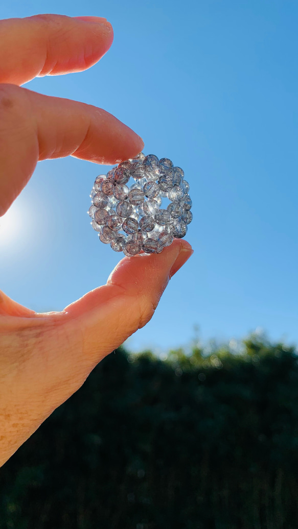 シルバーフラッシュ水晶(クラック入り) 4mm 神聖幾何学フラーレン