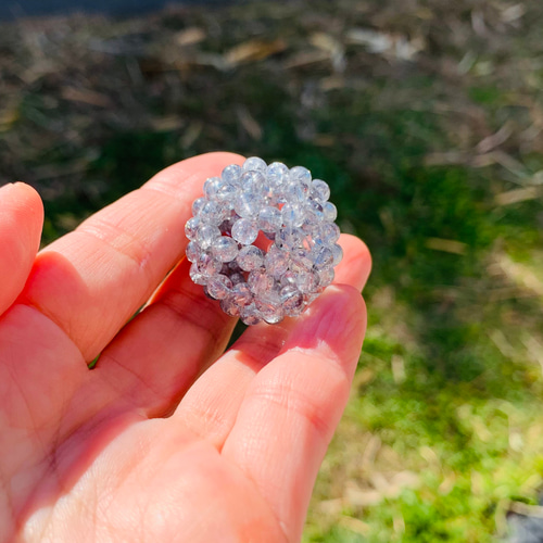 シルバーフラッシュ水晶(クラック入り) 4mm 神聖幾何学フラーレン