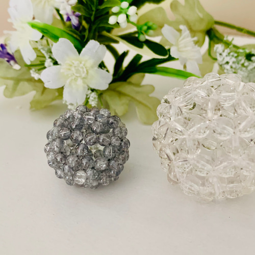 シルバーフラッシュ水晶(クラック入り) 4mm 神聖幾何学フラーレン