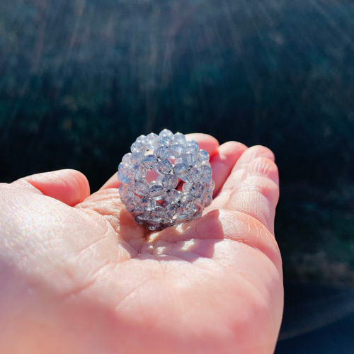 シルバーフラッシュ水晶(クラック入り) 4mm 神聖幾何学フラーレン